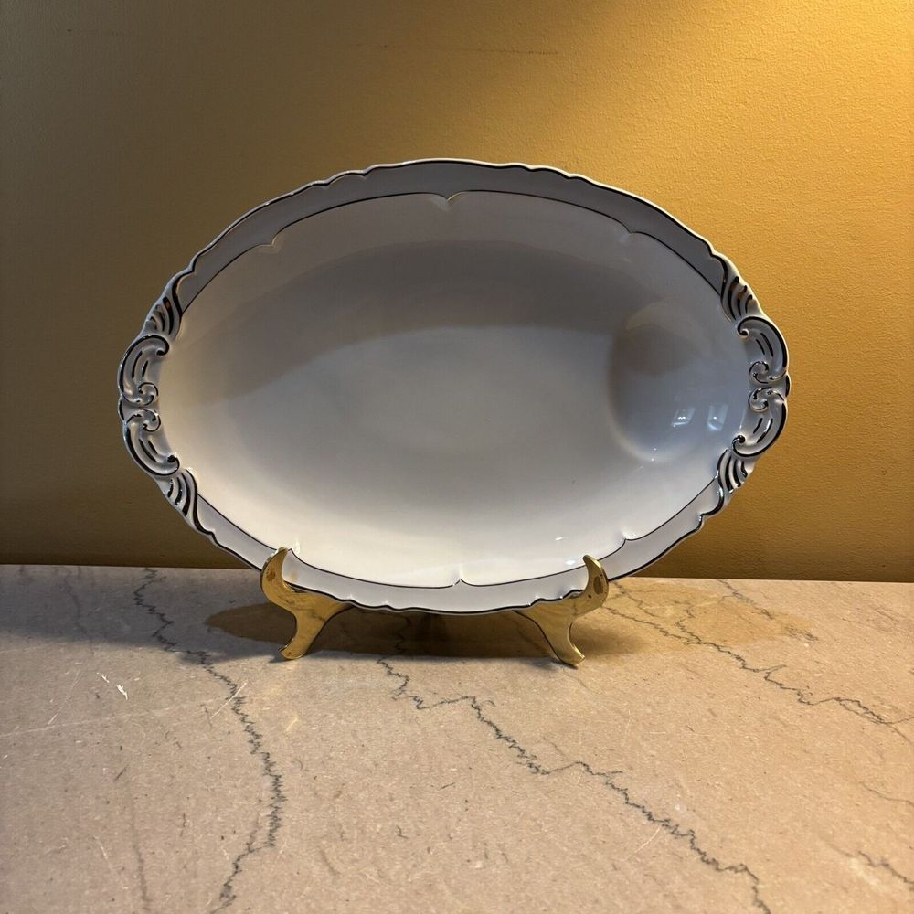Haviland Limoges Versailles 14"‎ Oval Serving Platter China France Platinum Trim